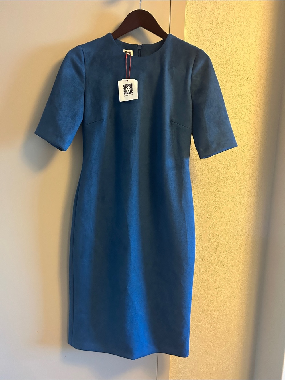 Anne Klein Cobalt Blue Short-Sleeve Midi Sheath Dress